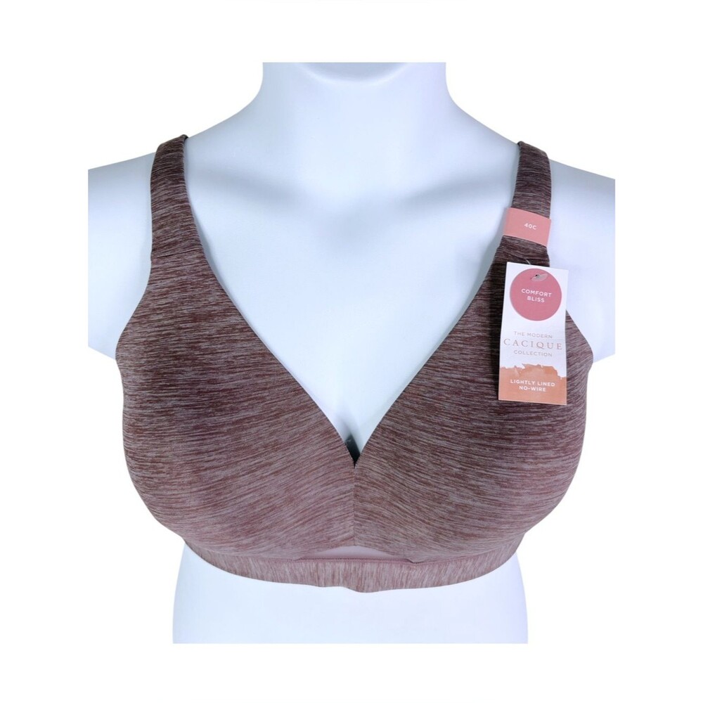NWT Cacique Lightly Lined No Wire Bra sz 40C * Mauve Soft Breathable Comfy Light